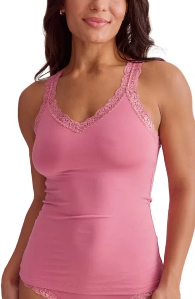 Fleur't Iconic Lace Trim Camisole With Shelf Bra In Pink