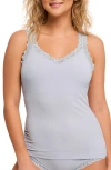 Fleur't Iconic Lace Trim Camisole With Shelf Bra In Blue