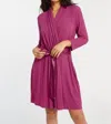 Fleur't Iconic Long Sleeve Robe In Pointelle Cranberry In Purple