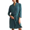 Fleur't Iconic Short Knit Robe With Satin Tie In Multi