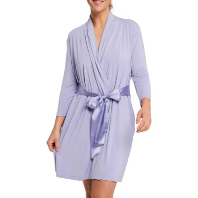 Fleur't Iconic Short Robe In Blue