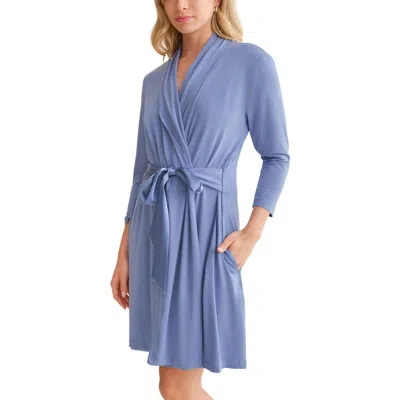 Fleur't Iconic Short Robe In Blue