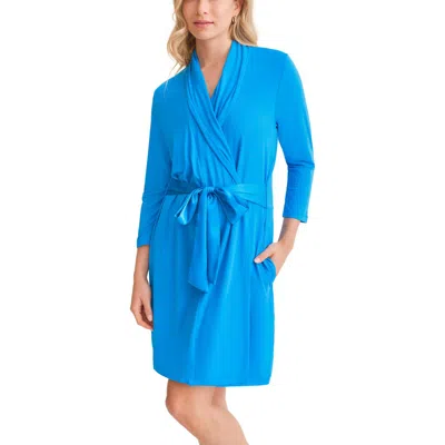 Fleur't Iconic Short Robe In Blue