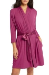 Fleur't Iconic Short Robe In Cranberry Pointelle