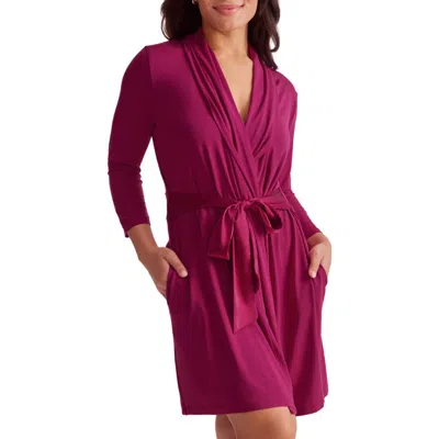 Fleur't Iconic Short Robe In Dark Cherry