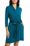 Fleur't Iconic Short Robe In Peacock