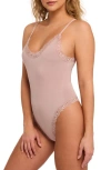 Fleur't Lace Trim Bodysuit In Honeysuckle