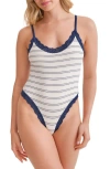 Fleur't Lace Trim Bodysuit In White