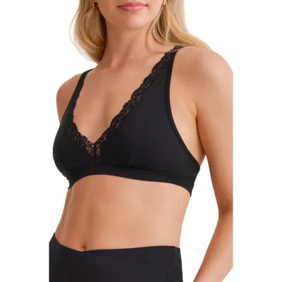Fleur't Lace Trim Bralette In Black