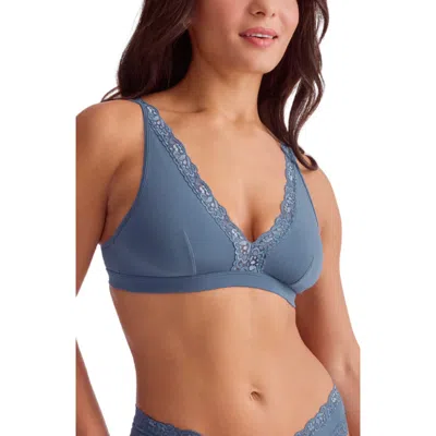 Fleur't Lace Trim Bralette In Nordic Blue