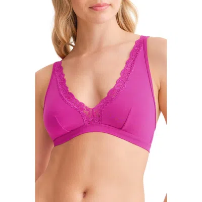 Fleur't Lace Trim Bralette In Purple