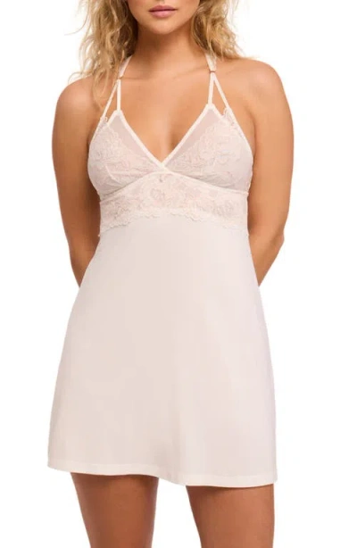 Fleur't Lace Trim Chemise In Chantilly/champagne