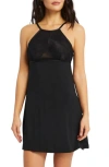 Fleur't Parisian Nights Lace Trim Chemise In Black
