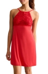Fleur't Parisian Nights Lace Trim Chemise In Red
