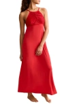 Fleur't Parisian Nights Lace Trim Nightgown In Red