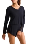 Fleur't Parisian Nights Lace Trim Short Pajamas In Blue