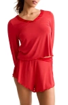 Fleur't Parisian Nights Lace Trim Short Pajamas In Red