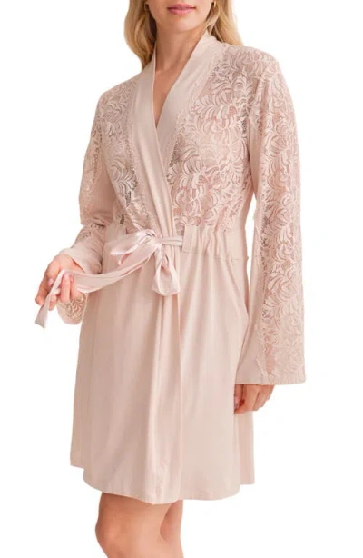 Fleur't Purely Yours Lace Trim Robe In Pink