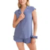 Fleur't Short Pajamas & Scrunchie Set In Blue