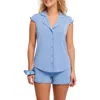 Fleur't Short Pajamas & Scrunchie Set In Bluebell