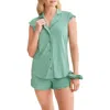 Fleur't Short Pajamas & Scrunchie Set In Green