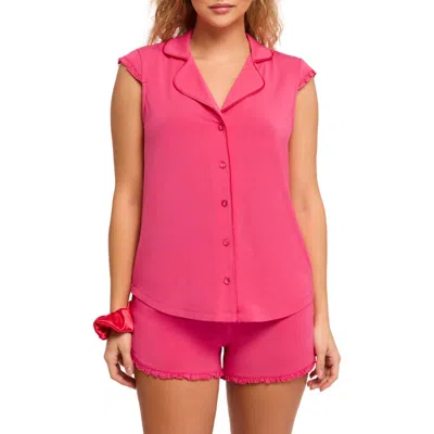 Fleur't Short Pajamas & Scrunchie Set In Pink