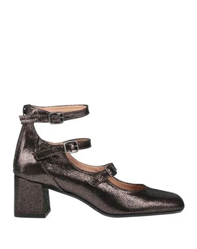 Fleury Woman Pumps Gunmetal Size 8 Leather In Multi