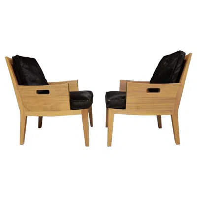 Pre-owned Flexform "betty" Chair With Soild Wood Frame And Hair On Hide Cushions In Brown
