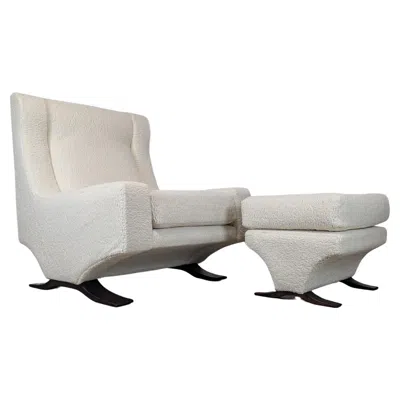 Pre-owned Flexform Italian Magister Lounge Chair And Ottoman By Franz Sartori For , C1960s In Brown