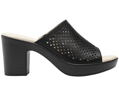 Flexi Leather Heel Slip-on Sandals In Black