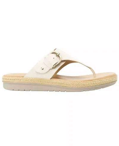 Flexi Leather Thong Sandals In Beige