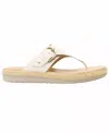 Flexi Leather Thong Sandals In Beige In White