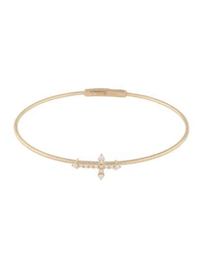 Pre-owned Flexie 14k Diamond Cross Bangle Bracelet, 7" In Multi