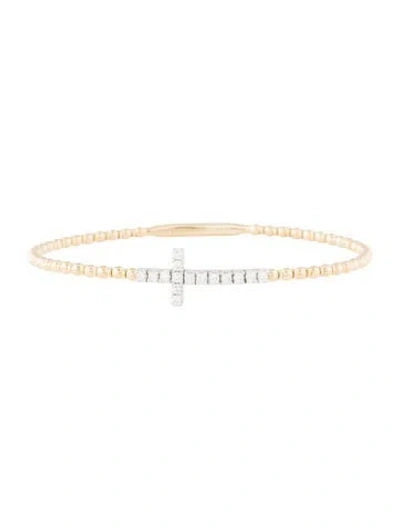 Pre-owned Flexie 14k Diamond Cross Flex Bracelet, 6.75" In Multi