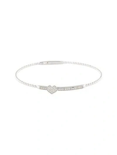 Pre-owned Flexie 14k Diamond Heart Flexible Bangle Bracelet, 6.75" In Multi