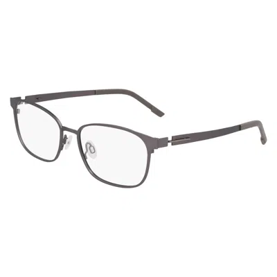 Flexon Demo With Dark Grey Magnetic Clip-on Rectangular Unisex Eyeglasses Flx1008mag-set 033 56 In Gray