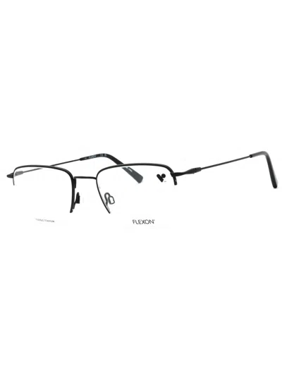 Flexon Men's Rectangular Metal Eyeglasses -  H6041 In Black