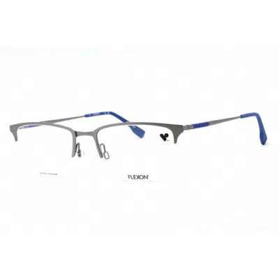 Flexon Men's Silver Tone Rectangular Eyeglass Frames E1130