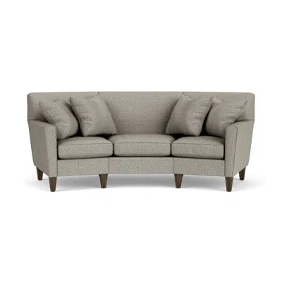 Flexsteel 96" Round Arm Curved Sofa With Reversible Cushions In Dark Gray Polypropylene,olefin