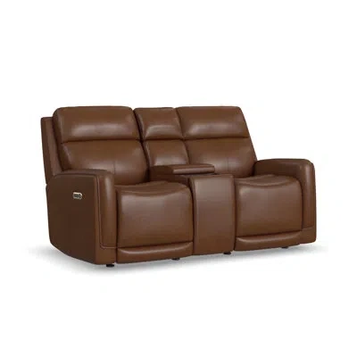 Flexsteel Anders Power Gliding Recliner With Power Headrest And Lumbar In Anders Tan Leather