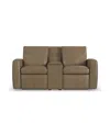 Flexsteel Aria 75" Fawn Leather Power Reclining Loveseat With Console