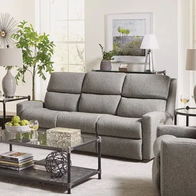 Flexsteel Ashbury Power Reclining Loveseat With Console & Power Headrests In Gray