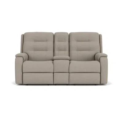 Flexsteel Asher 60" Upholstered Power Reclining Loveseat In Gray;beige;silver;tan