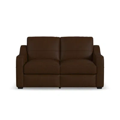 Flexsteel Ashford Italian Leather Loveseat In Dark Brown