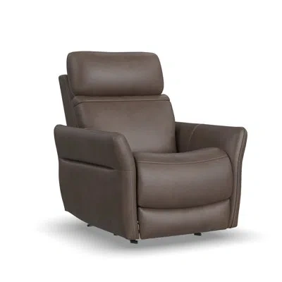 Flexsteel Athena Power Rocking Recliner With Power Headrest, Power Lumbar, Heat & Massage In Brown