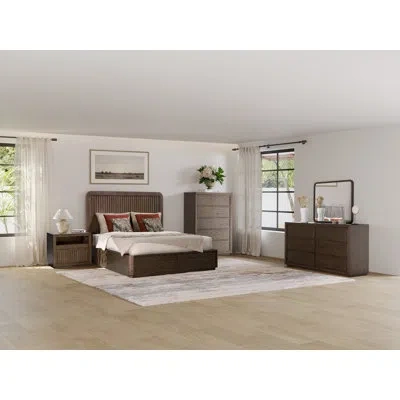 Flexsteel Athens Panel Storage Bed 4pc Set In Brown