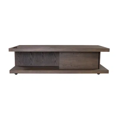 Flexsteel Athens Rectangular Coffee Table With Casters In Brown;dark Brown Wood;brown Wood