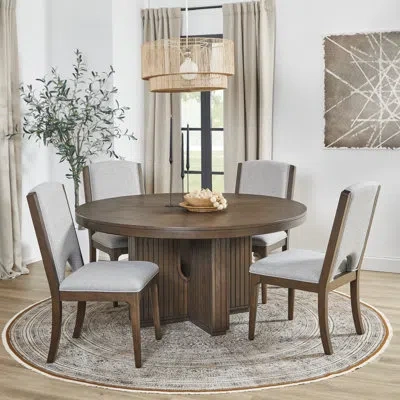 Flexsteel Athens Round Dining Set In Brown