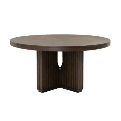 Flexsteel Athens Round Pedestal Dining Table In Brown;dark Brown Wood;brown Wood