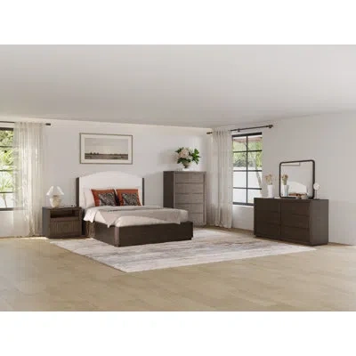 Flexsteel Athens Upholstered Bed 4pc Set In Brown